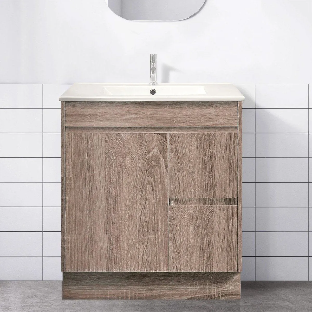 Logan 750mm Timber Vanity (Right Hand)   Ceramic Top