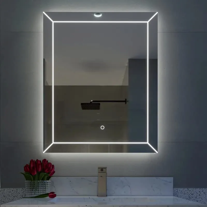 MALLIK DESIGN Modern Led Bathroom Mirror for Home, Living Room, Bedroom, Entrance, Restaurant & Office (3 Lights Integrated)