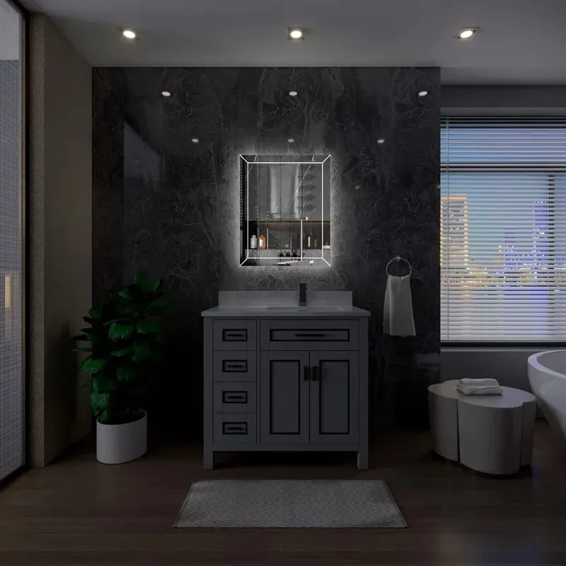 MALLIK DESIGN Modern Led Bathroom Mirror for Home, Living Room, Bedroom, Entrance, Restaurant & Office (3 Lights Integrated)