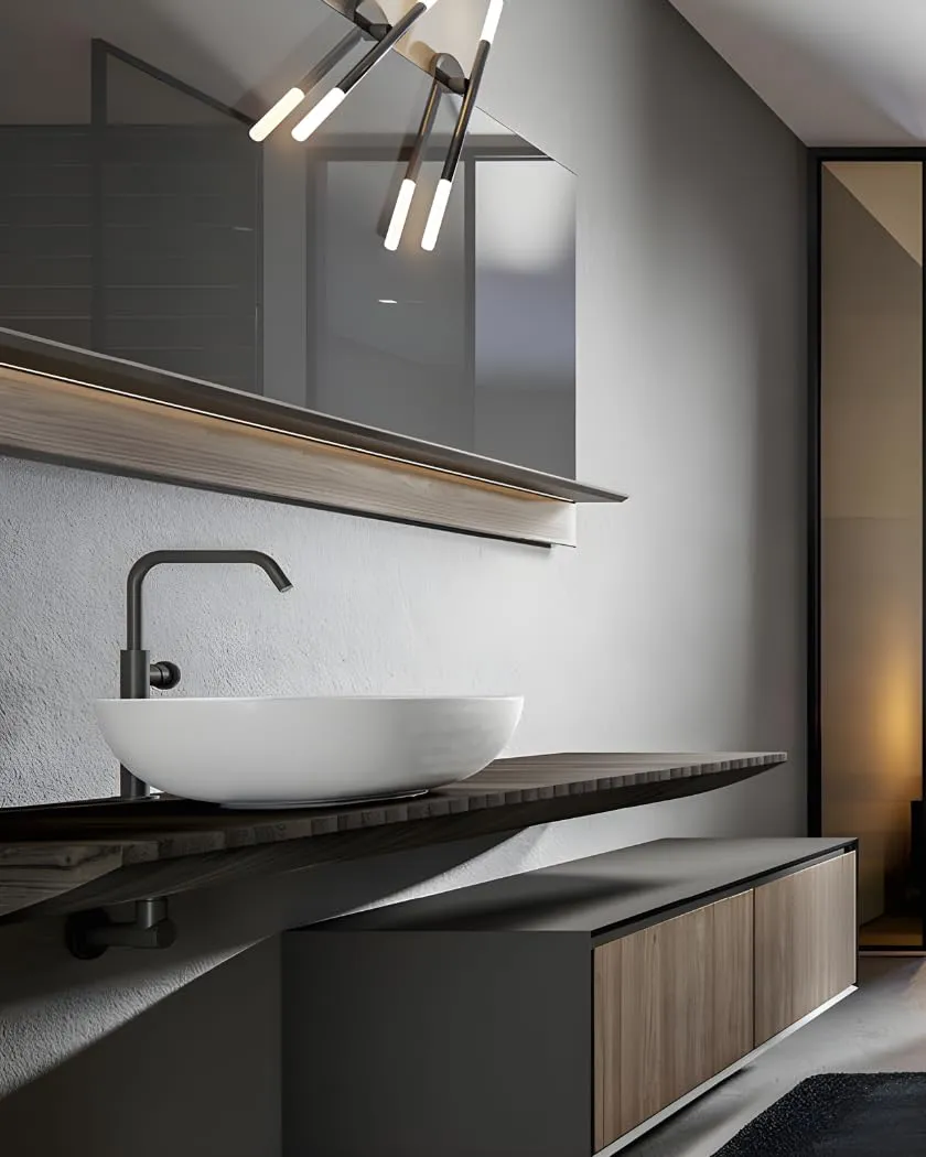 MIRA Luxury an�vadya - Floating Shelf Mirror with Back LED Light and Motion Sensor