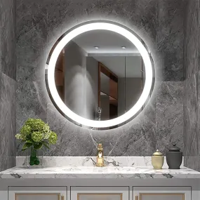 MIRROR ART Led Mirror Round Designed Modern Glass for Bathroom, Bedroom, Home and Office Touch Sensor Led Mirror with 3 Light Warm,White and NaturalWhite(Size 24x24) Framed, Wall Mount