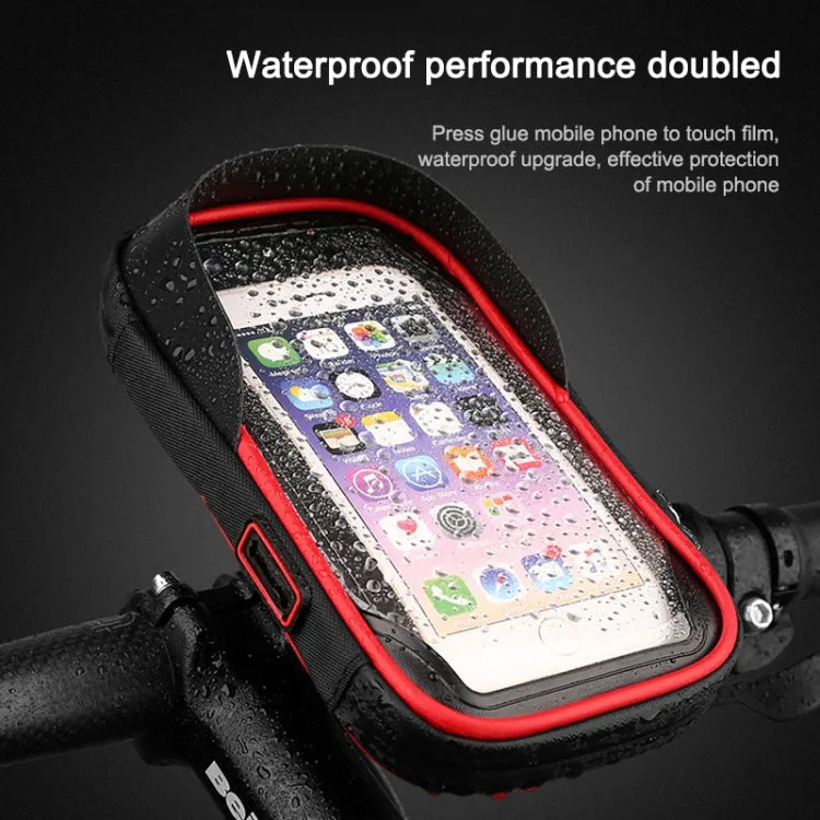 Mountain Bike Card Holder Touch Screen Mobile Phone Holder Motorcycle Electric Vehicle Waterproof Navigation Bracket Shade Mobile Phone Holder, Style:Handlebars(Red)