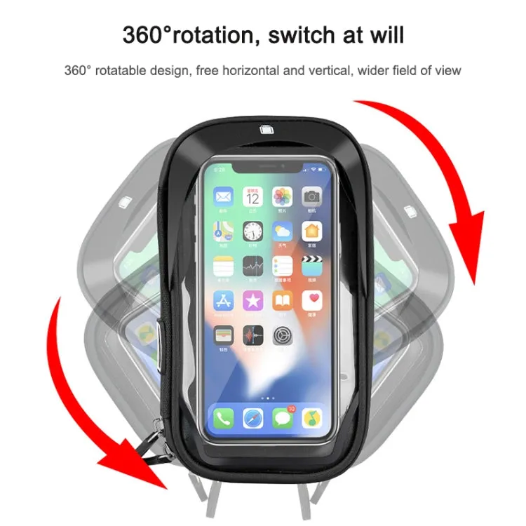 Mountain Bike Card Holder Touch Screen Mobile Phone Holder Motorcycle Electric Vehicle Waterproof Navigation Bracket Shade Mobile Phone Holder, Style:Handlebars(Red)