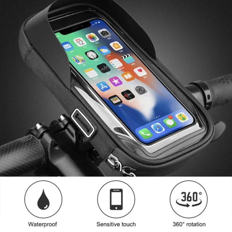 Mountain Bike Card Holder Touch Screen Mobile Phone Holder Motorcycle Electric Vehicle Waterproof Navigation Bracket Shade Mobile Phone Holder, Style:Handlebars(Red)