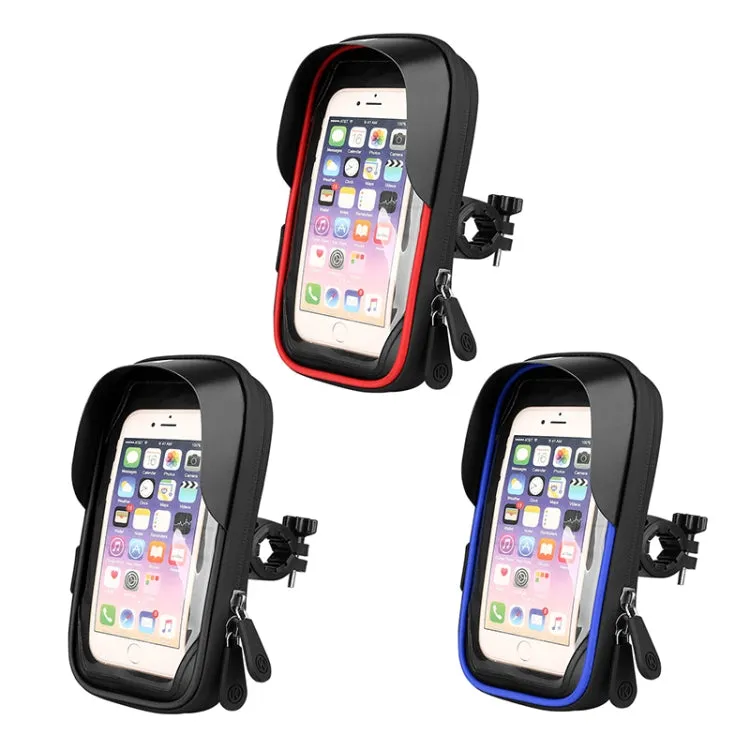 Mountain Bike Card Holder Touch Screen Mobile Phone Holder Motorcycle Electric Vehicle Waterproof Navigation Bracket Shade Mobile Phone Holder, Style:Handlebars(Red)