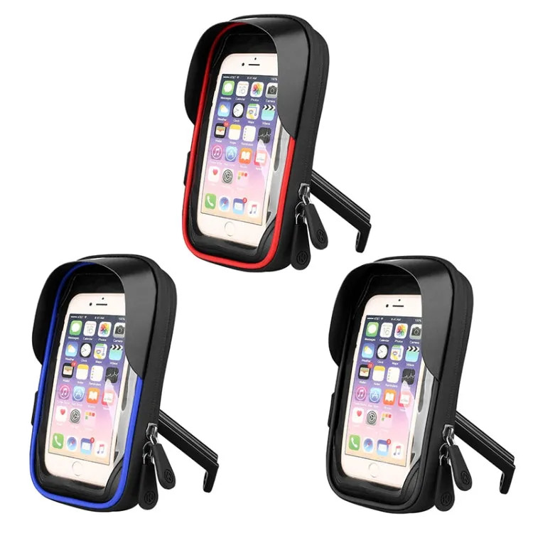 Mountain Bike Card Holder Touch Screen Mobile Phone Holder Motorcycle Electric Vehicle Waterproof Navigation Bracket Shade Mobile Phone Holder, Style:Rearview Mirrors(Red)