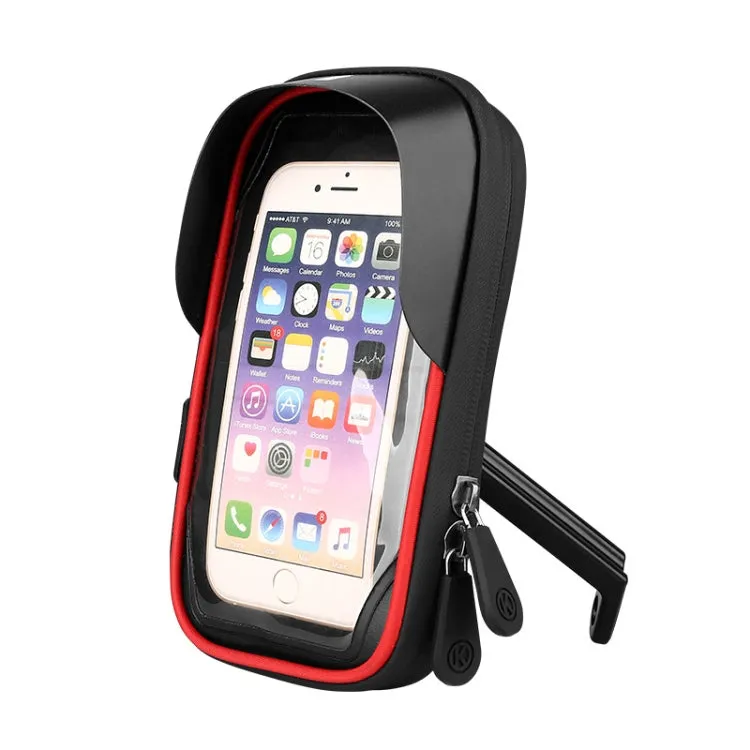Mountain Bike Card Holder Touch Screen Mobile Phone Holder Motorcycle Electric Vehicle Waterproof Navigation Bracket Shade Mobile Phone Holder, Style:Rearview Mirrors(Red)