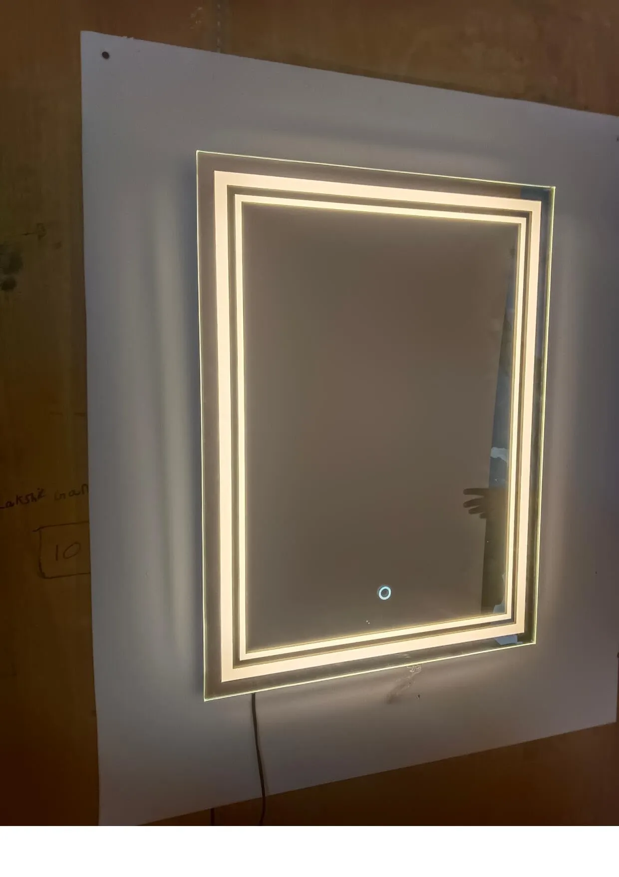 Nayan Glass LED Mirror - Decorative Interior Design for Bedroom, Bathroom, Living Room, Washbasin - Wall Mounted LED Rectangular Shape Bathroom Mirror (12 x 18)