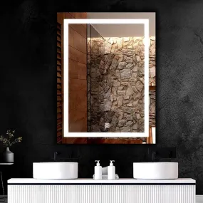 Nayan Glass LED Mirror - Decorative Interior Design for Bedroom, Bathroom, Living Room, Washbasin - Wall Mounted LED Rectangular Shape Bathroom Mirror (12 x 18)