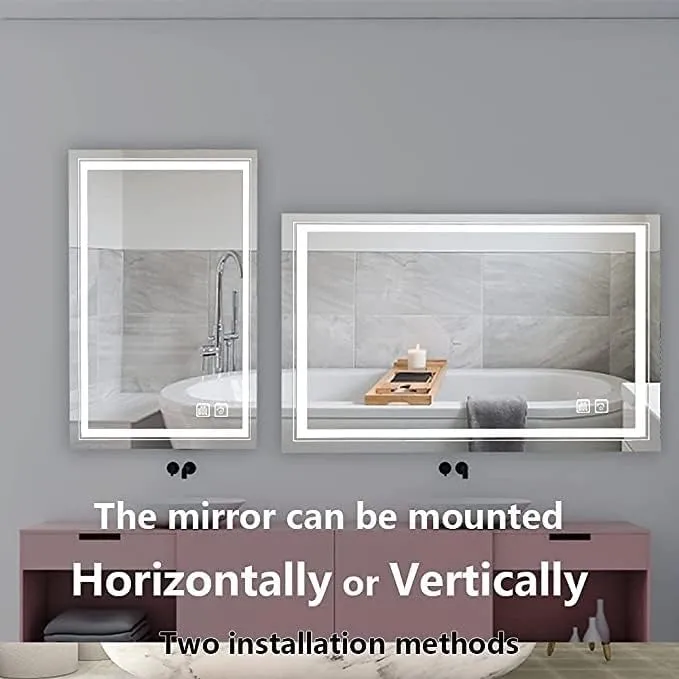 Nayan Glass LED Mirror - Decorative Interior Design for Bedroom, Bathroom, Living Room, Washbasin - Wall Mounted LED Rectangular Shape Bathroom Mirror (12 x 18)