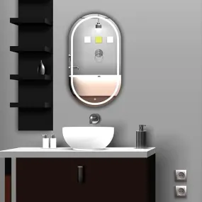 Nayan Glass Led Mirror - Interior Decor for Living Room, Bathroom, Bedroom || Capsule Shaped Led Mirror for Interior Decor || Wall Mounted Mirror (15 X 18)