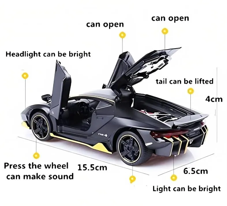 Okean Lamborghni Car Toy Die-cast Metal Car Model Car Pull Back car Super car with Openable Doors with Sound and Light for Birthdays Gift Party Decorations Great for Kids Boys Girls ‎1:32 Scale