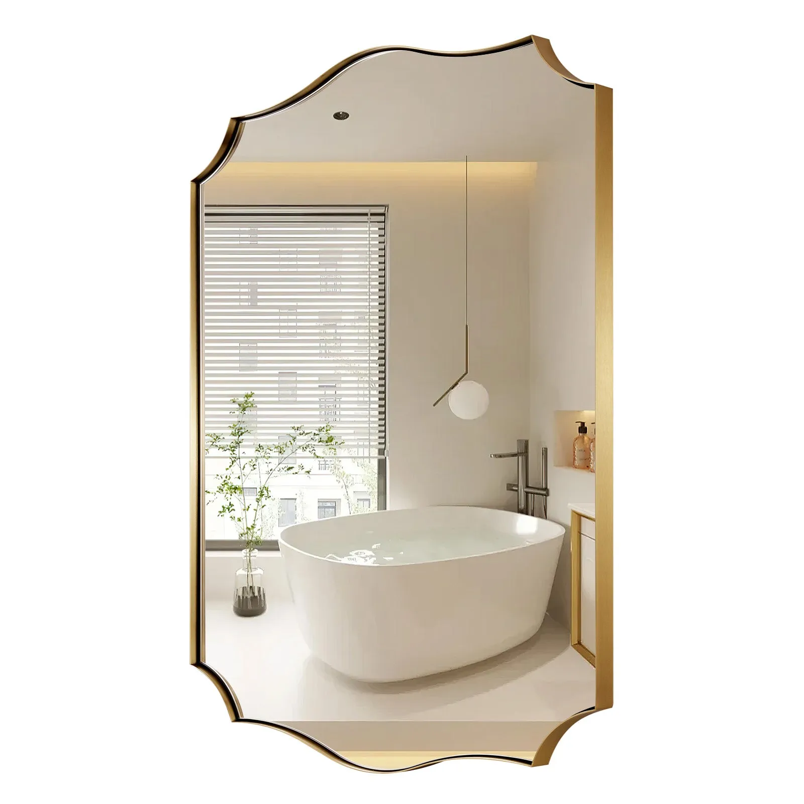 Open Box Like New: Scalloped Bathroom Decor Wall Mirrors, Arch Irregular Mirror
