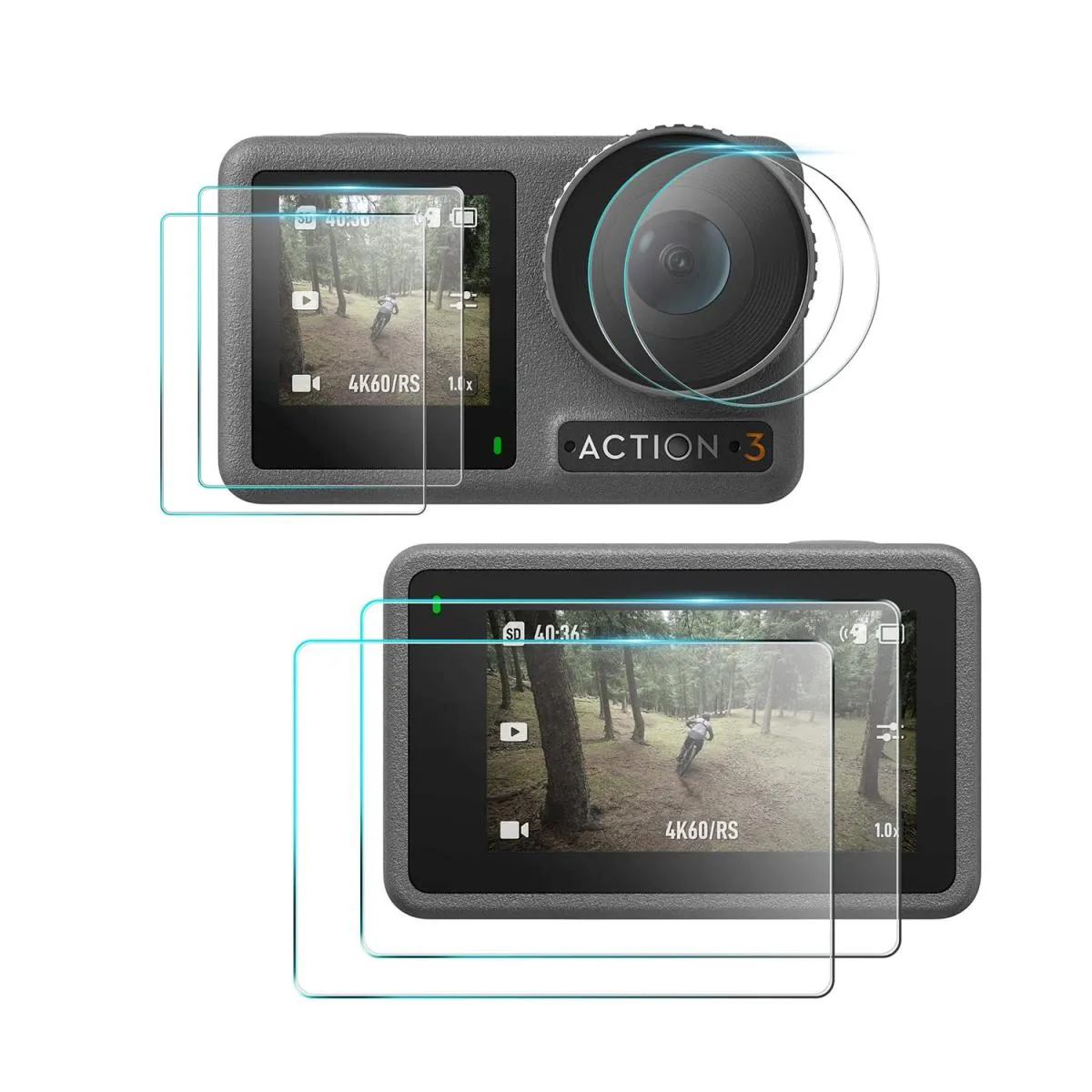 Pack of 2 - Tempered Film for DJI Osmo Action 3 Screen Protector   Lens Protector for DJI Action 3 Camera Accessories