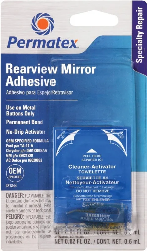 Permatex 81844 Rearview Mirror Adhesive, Liquid, Irritating, Yellow :CD: QUANTITY: 1