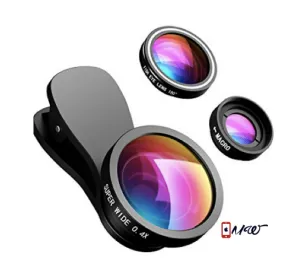 Phone Lens, 【2 Clips】3 in 1 Fisheye Lens, 10X Macro Lens   180 Degree Fisheye Lens   0.4X Wide Angle Lens, Cell Phone Lens Camera Lens Kits for iPhone 7, 6s, 6, 5s