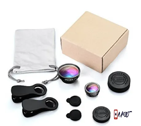Phone Lens, 【2 Clips】3 in 1 Fisheye Lens, 10X Macro Lens   180 Degree Fisheye Lens   0.4X Wide Angle Lens, Cell Phone Lens Camera Lens Kits for iPhone 7, 6s, 6, 5s