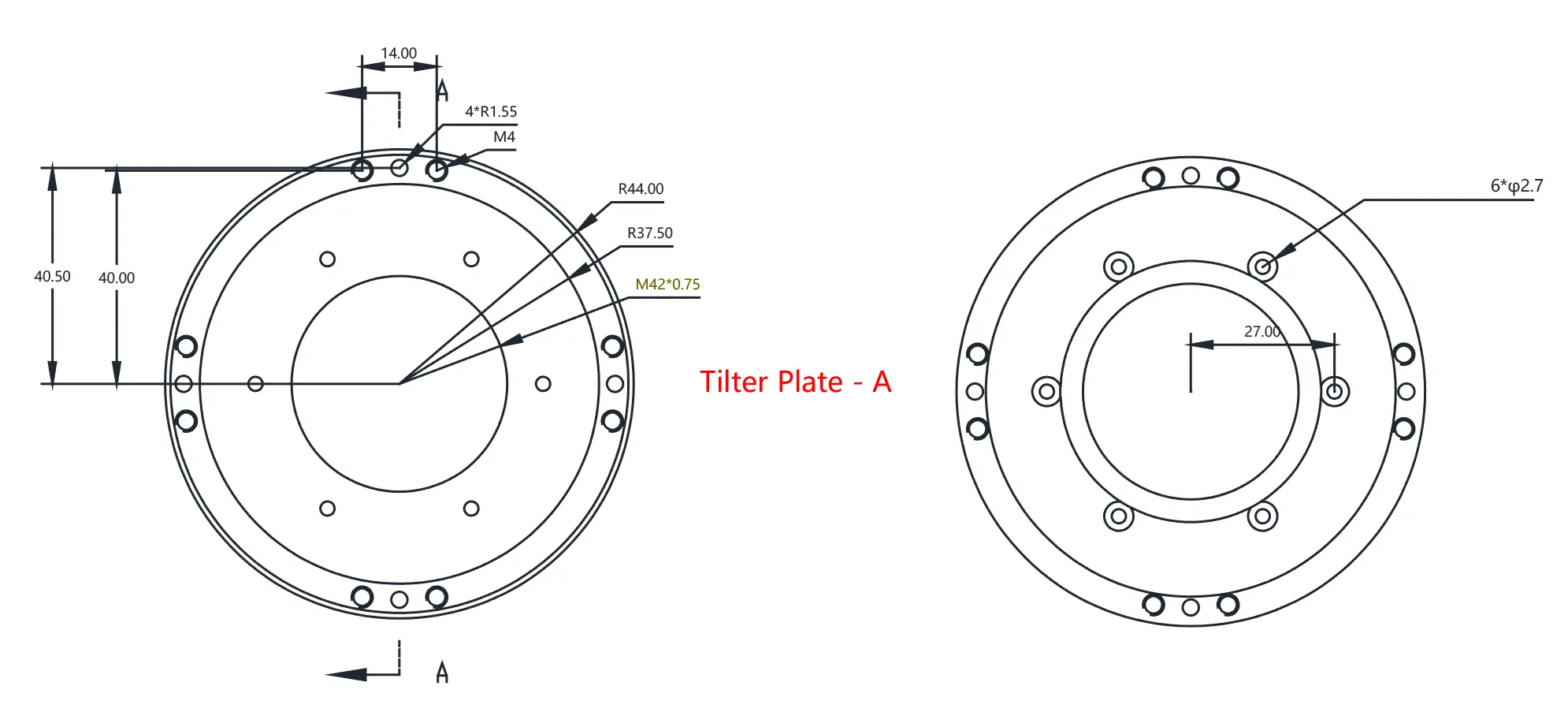 Player One Astronomy R31 R27 Compatible Rear 4P Tilter Plate for Carbon Fiber cooled cameras