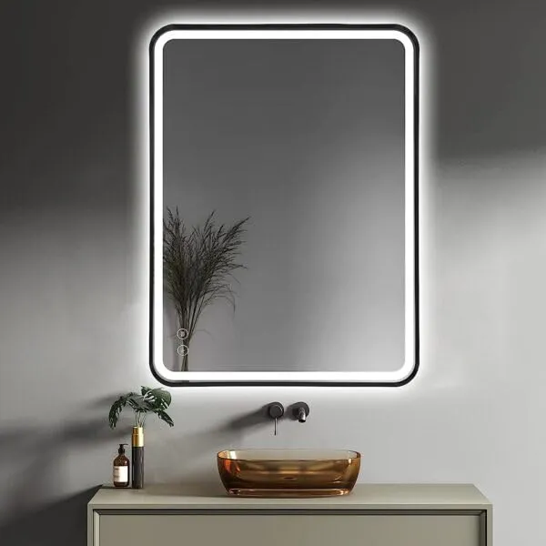 Quality Glass Bathroom LED Mirror with Touch Sensor, 3 Light Effects, Glass, Rectangular, LED-30 (18 x 30 Inch)