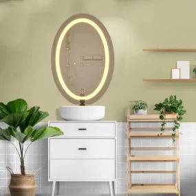 Quality Glass Oval LED Mirror for Bathroom - 18 x 24 Inch with Back Light, Touch Sensor, and 3 Light Effects LED 64