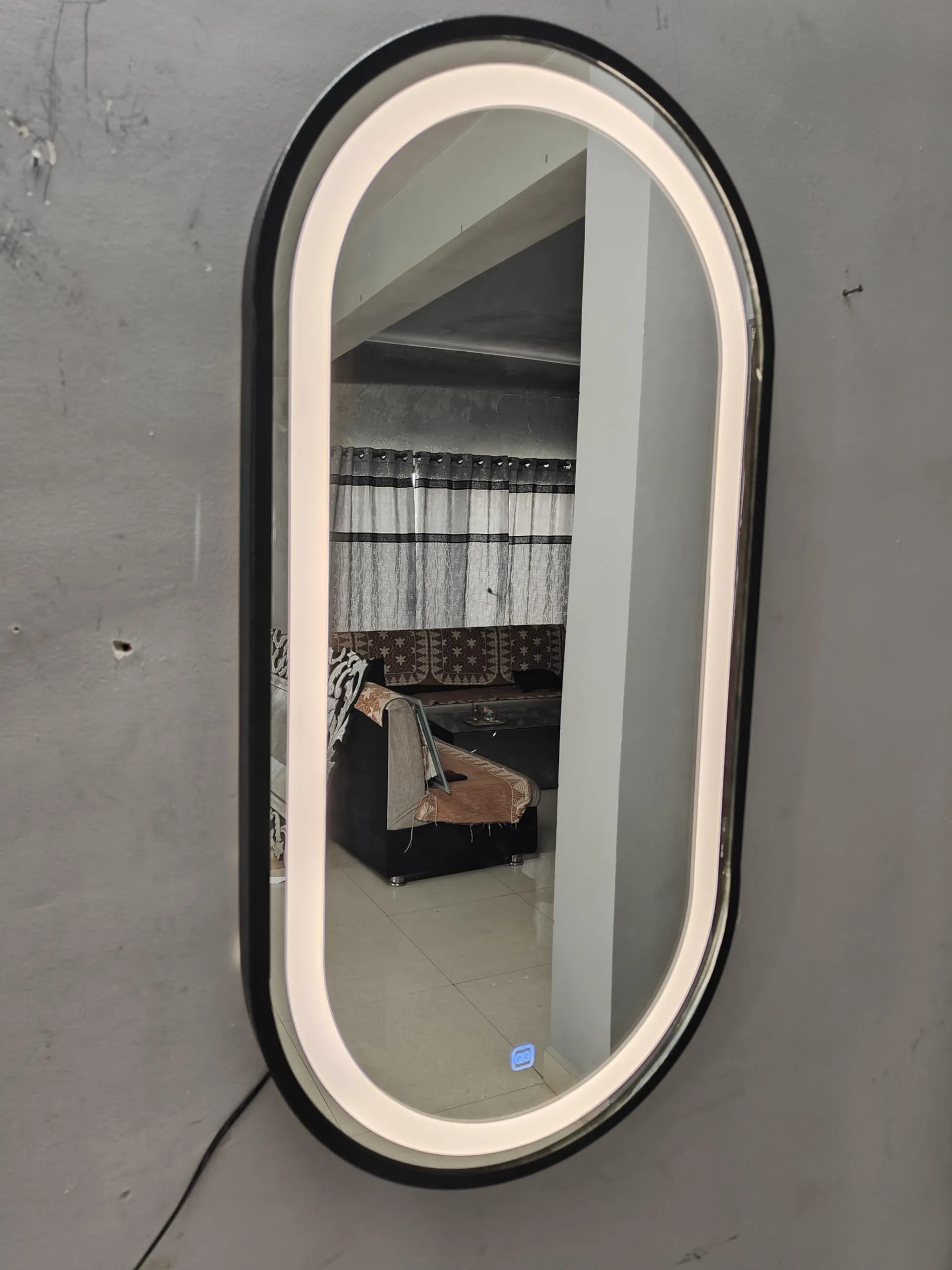 Quality Glass Oval LED Mirror for Bathroom - 18 x 36 Inch with Back Light, Touch Sensor, and 3 Light Effects LED 29