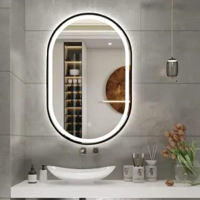 Quality Glass Oval LED Mirror for Bathroom - 18 x 36 Inch with Back Light, Touch Sensor, and 3 Light Effects LED 29