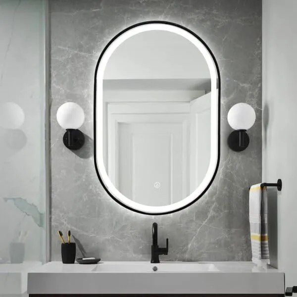 Quality Glass Oval LED Mirror for Bathroom - 18 x 36 Inch with Back Light, Touch Sensor, and 3 Light Effects LED 29