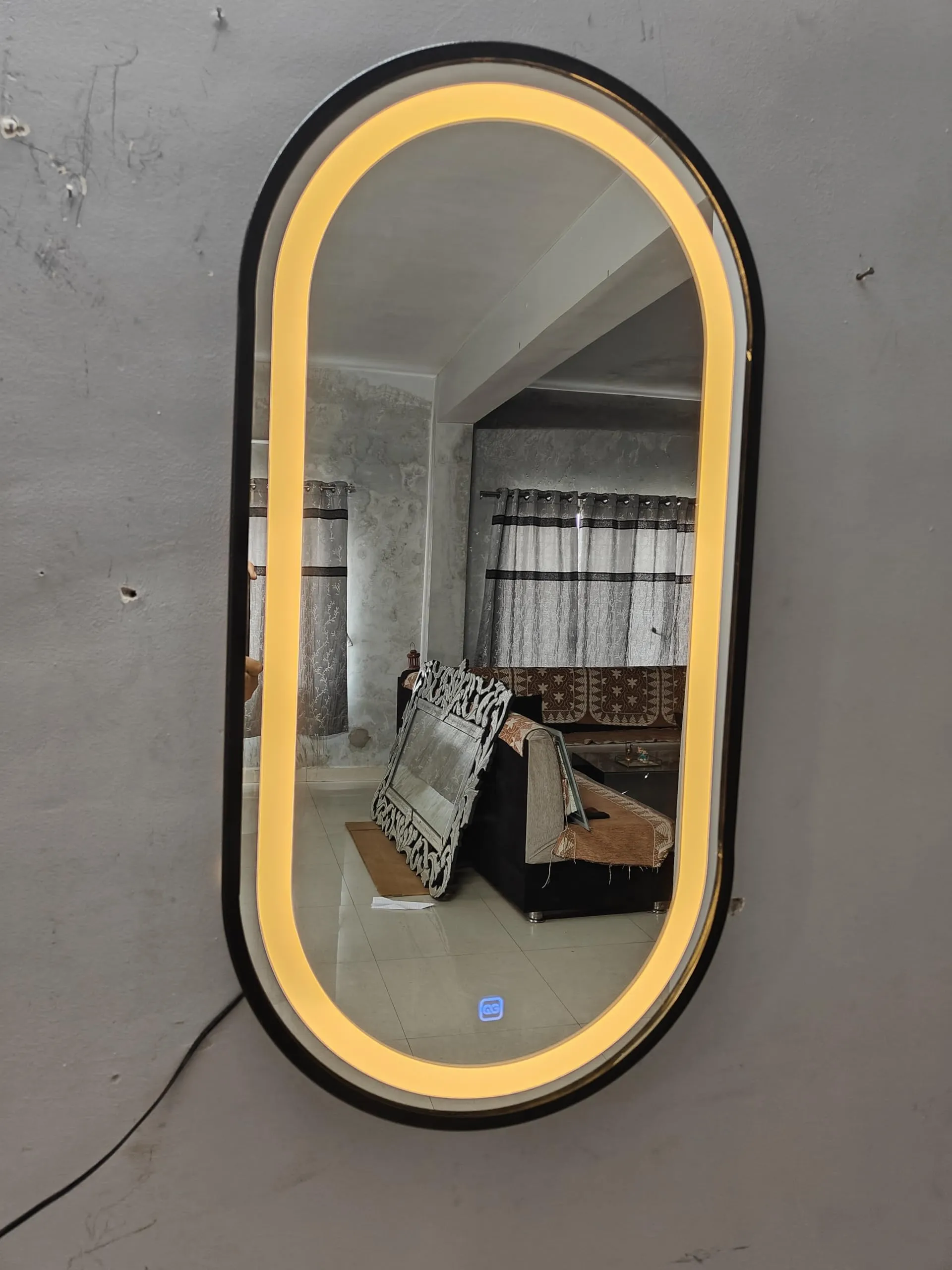 Quality Glass Oval LED Mirror for Bathroom - 18 x 36 Inch with Back Light, Touch Sensor, and 3 Light Effects LED 29