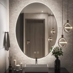 Quality Glass Oval LED Mirror for Bathroom - 24 x 36 Inch with Back Light, Touch Sensor, and 3 Light Effects LED 50