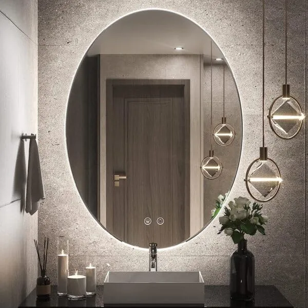 Quality Glass Oval LED Mirror for Bathroom - 24 x 36 Inch with Back Light, Touch Sensor, and 3 Light Effects LED 50
