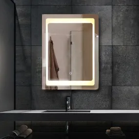 Quality Glass Rectangular LED Mirror for Bathroom - 18 x 24 Inch with Back Light and Touch Sensor with 3 Light Effects