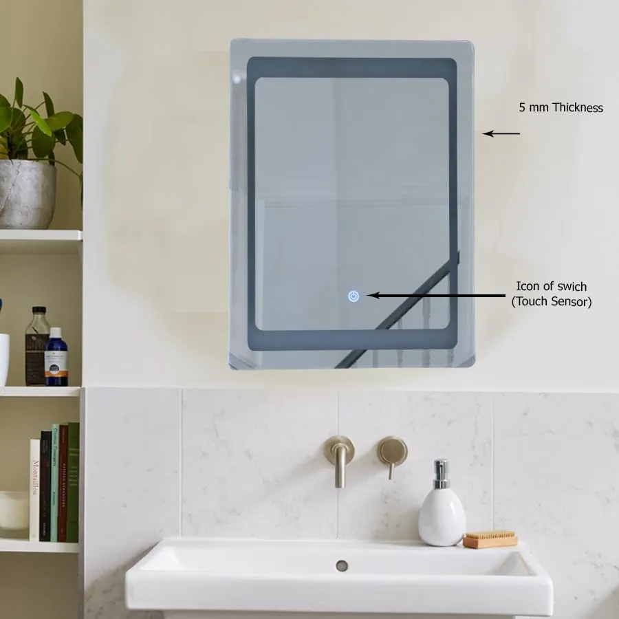 Quality Glass Rectangular LED Mirror for Bathroom - 18 x 24 Inch with Back Light and Touch Sensor with 3 Light Effects