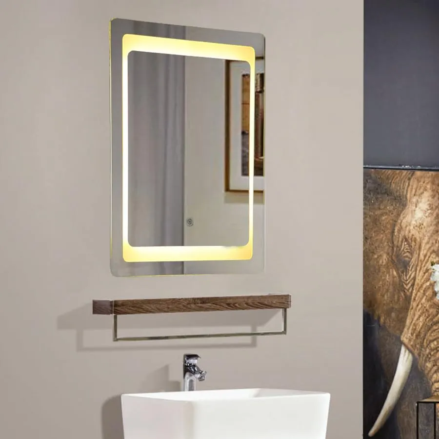 Quality Glass Rectangular LED Mirror for Bathroom - 18 x 24 Inch with Back Light and Touch Sensor with 3 Light Effects