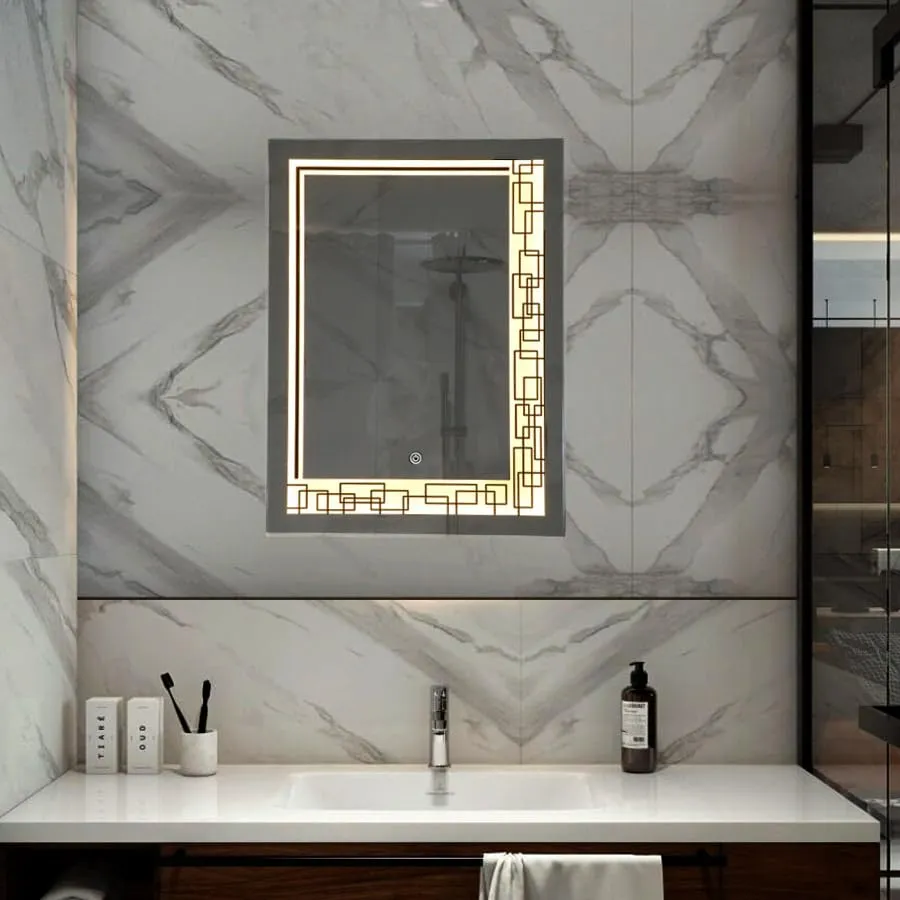 Quality Glass Rectangular LED Mirror for Bathroom - 18 x 24 Inch with Back Light and Touch Sensor