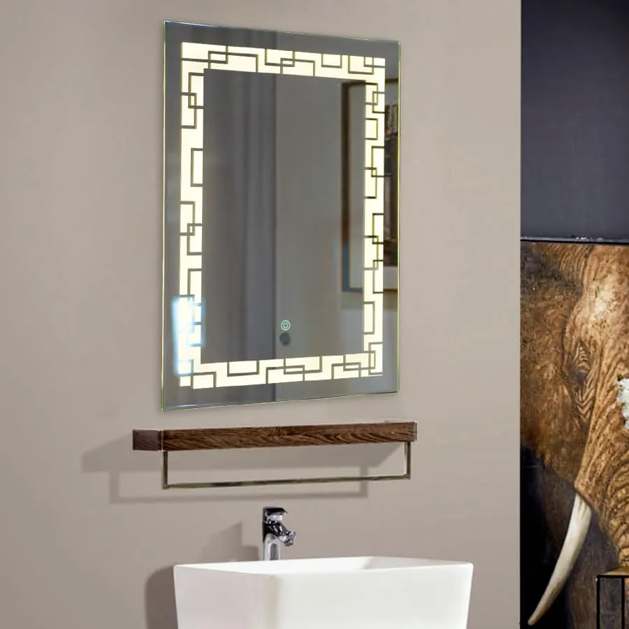 Quality glass Rectangular LED Mirror for Bathroom - 18 x 24 Inch with Back Light, Imported Touch Sensor   Dimmer, White Light, Cool Day Light, Warm Light - Total 3 Light Effects