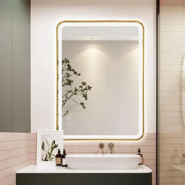 Quality Glass Rectangular LED Mirror for Bathroom - 18 x 24 Inch with Back Light, Touch Sensor, and 3 Light Effects LED 33