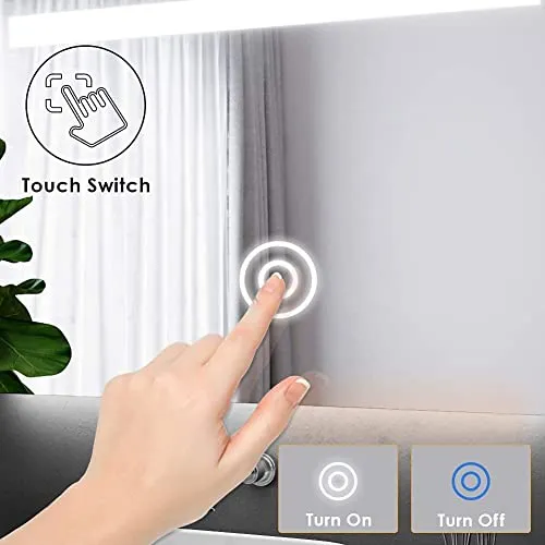 Quality Glass Rectangular LED Mirror for Bathroom - 18 x 24 Inch with Back Light, Touch Sensor, and 3 Light Effects LED 43