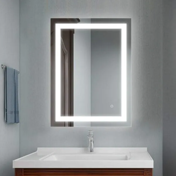 Quality Glass Rectangular LED Mirror for Bathroom - 18 x 24 Inch with Back Light, Touch Sensor, and 3 Light Effects LED 44