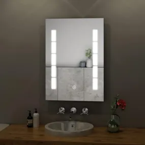 Quality Glass Rectangular LED Mirror for Bathroom - 18 x 24 Inch with Back Light, Touch Sensor, and 3 Light Effects LED 45