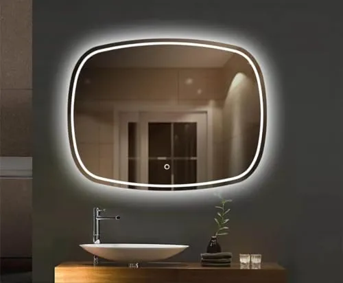 Quality Glass Rectangular LED Mirror for Bathroom - 18 x 24 Inch with Back Light, Touch Sensor, and 3 Light Effects LED 71