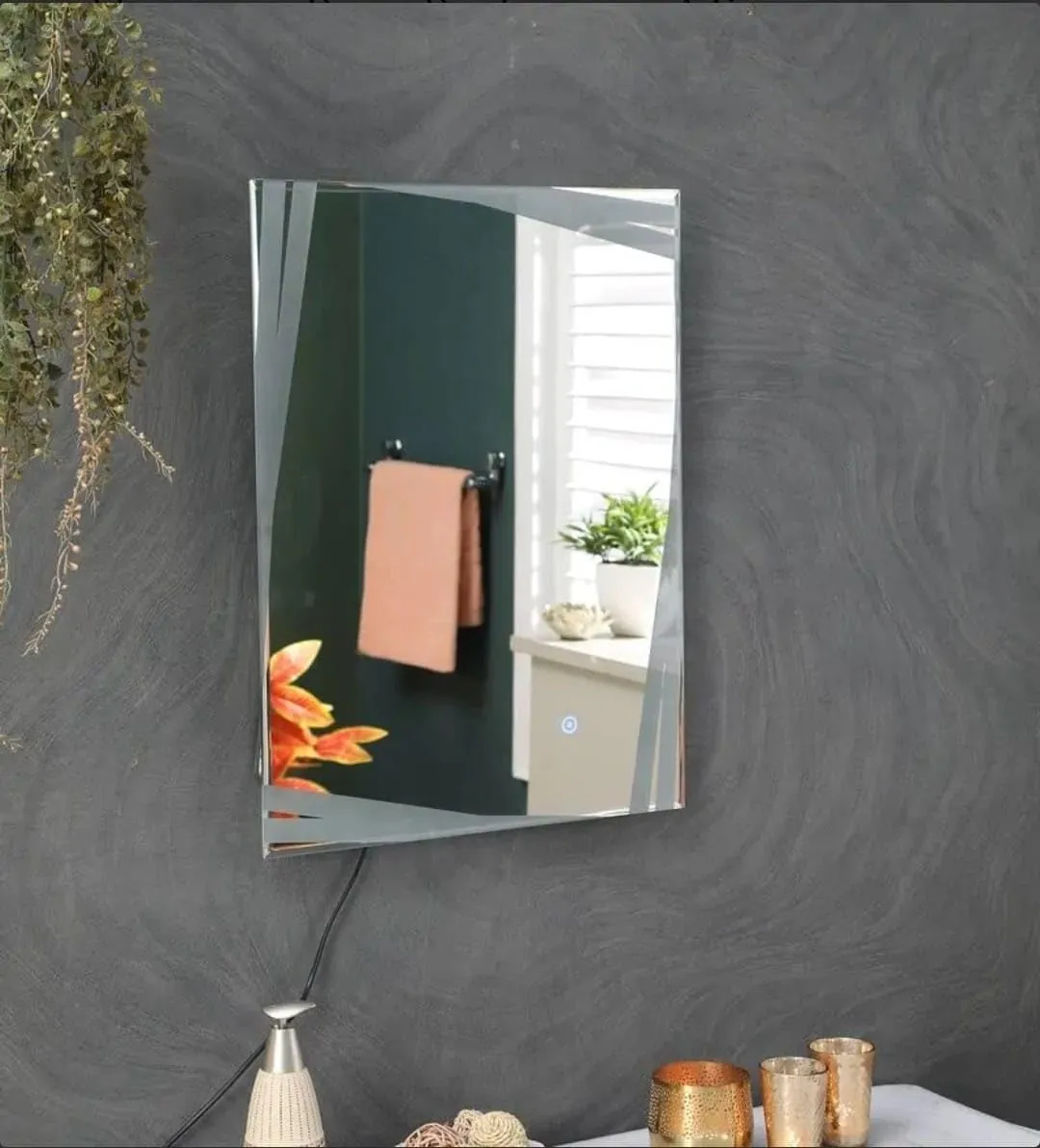 Quality Glass Rectangular LED Mirror for Bathroom - 18 x 24 Inch with Back Light, Touch Sensor, and 3 Light Effects LED 79