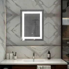 Quality Glass Rectangular LED Mirror for Bathroom - 18 x 24 Inch with Back Light, Touch Sensor, and 3 Light Effects