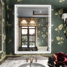 Quality Glass Rectangular LED Mirror for Bathroom - 18 x 30 Inch with Back Light, Touch Sensor, and 3 Light Effects LED 51