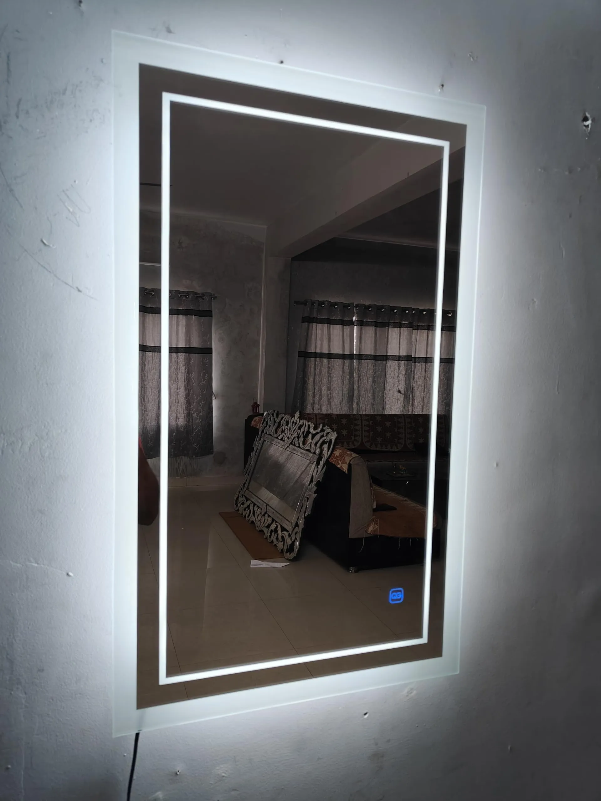 Quality Glass Rectangular LED Mirror for Bathroom - 18 x 30 Inch with Back Light, Touch Sensor, and 3 Light Effects LED 51