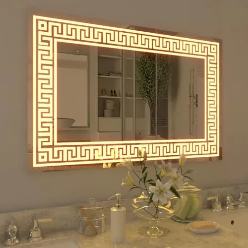Quality Glass Rectangular LED Mirror for Bathroom - 18 x 30 Inch with Back Light, Touch Sensor, and 3 Light Effects LED 54