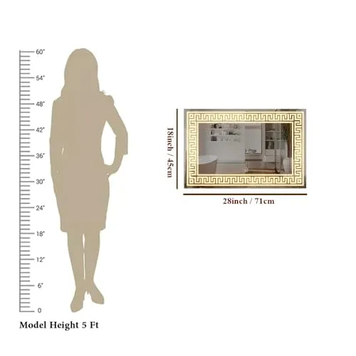 Quality Glass Rectangular LED Mirror for Bathroom - 18 x 30 Inch with Back Light, Touch Sensor, and 3 Light Effects LED 54