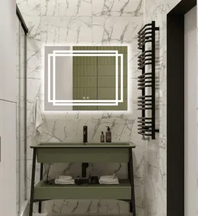 Quality Glass Rectangular LED Mirror for Bathroom - 24 x 30 Inch with Back Light, Touch Sensor, and 3 Light Effects LED 47