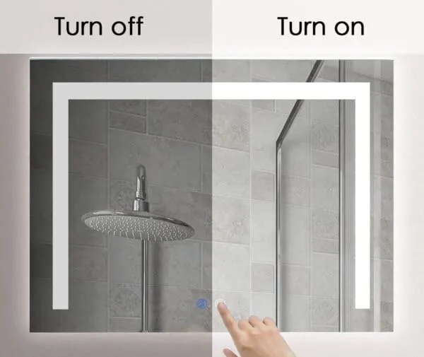 Quality Glass Rectangular LED Mirror for Bathroom - 24 x 36 Inch with Back Light, Touch Sensor, and 3 Light Effects LED 48