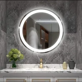 Quality Glass Round LED Mirror for Bathroom - 24 x 24 Inch with Back Light, Touch Sensor, and 3 Light Effects LED 100