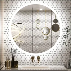 Quality Glass Round LED Mirror for Bathroom - 24 x 24 Inch with Back Light, Touch Sensor, and 3 Light Effects LED 15